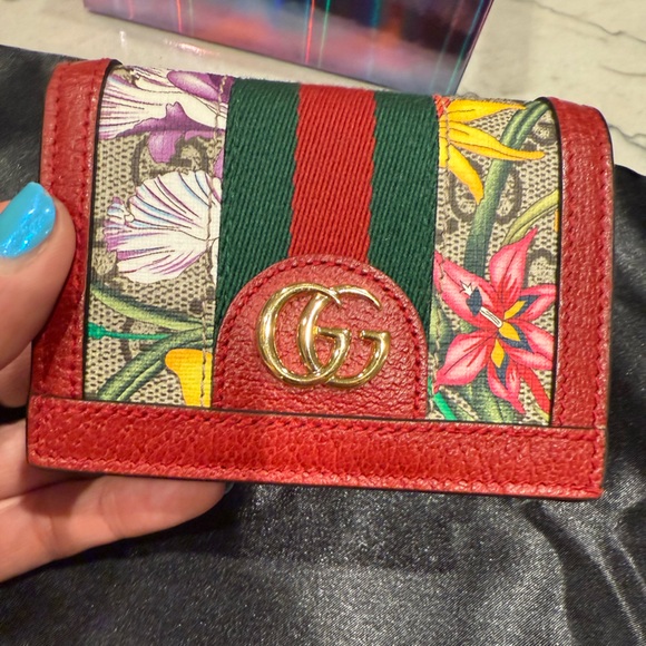 Gucci Handbags - Gucci Flora Print Ophidia Print Wallet-Red Leather interior. Full Inclusion